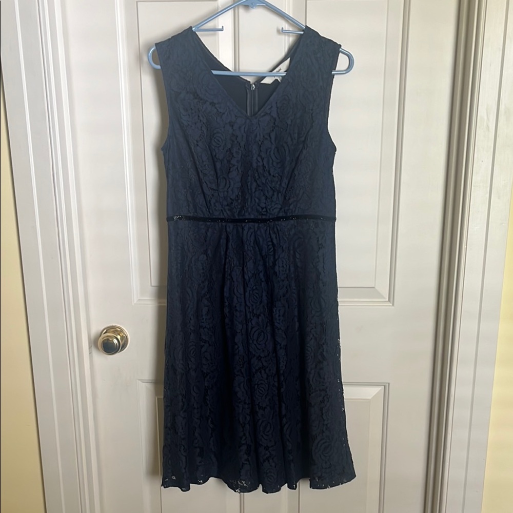 Yumi Kim Blue A-Line Midi Dress Scoop Neck Sleeveless